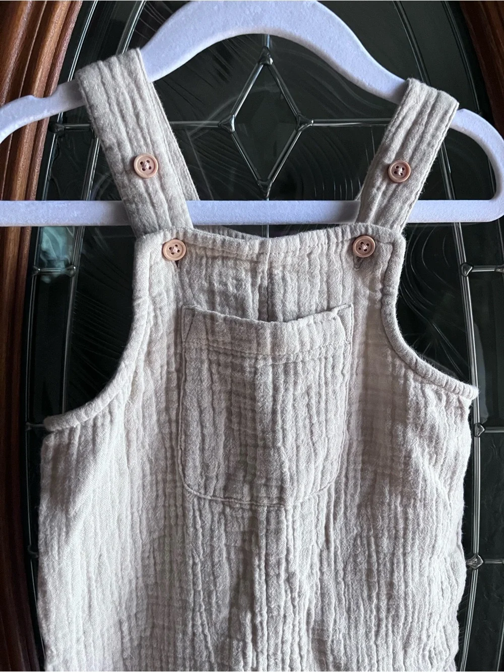 okie dokie cotton Cream Gauze Short Overalls NWOT Size 18 Months Unisex